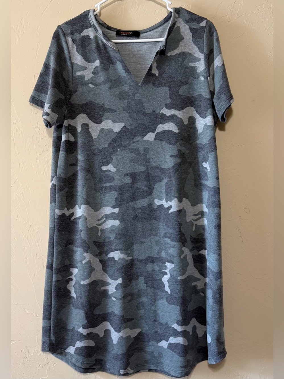 Renee C. Green Camouflage Short-Sleeve Midi Dress
